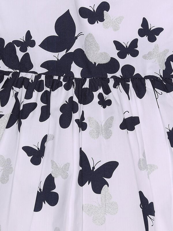 Girls White Butterfly Print Dress image number null